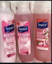 Suave Essentials   Wild Cherry Blossom   Shampoo  Conditioner  Body Wash   