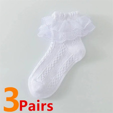 3 Pairs/Lot Summer Girls Socks Baby Kids Ruffle Sock Cute Children Frilly White