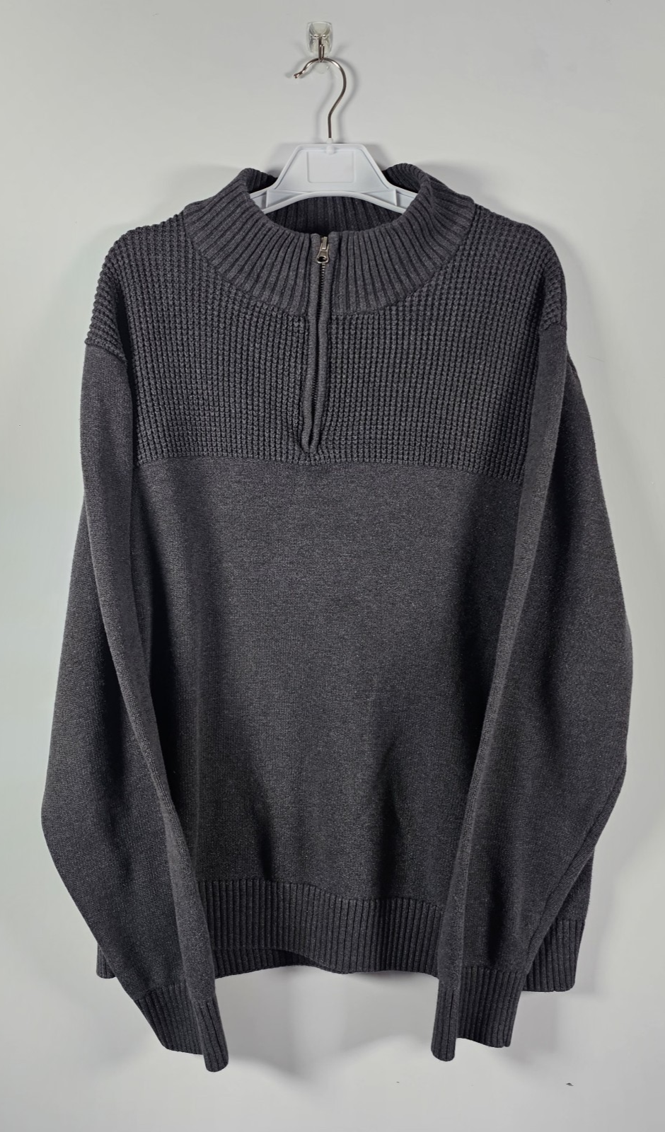 Dockers Men's Marl Long Sleeve 1/4 Zip Cotton Sweater Grey Size XXL (FIts L-XL)