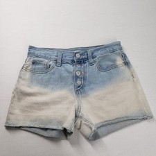 Old Navy Jean Shorts Girls 14 Blue Denim Cut Off Button Fly Adjustable Waist