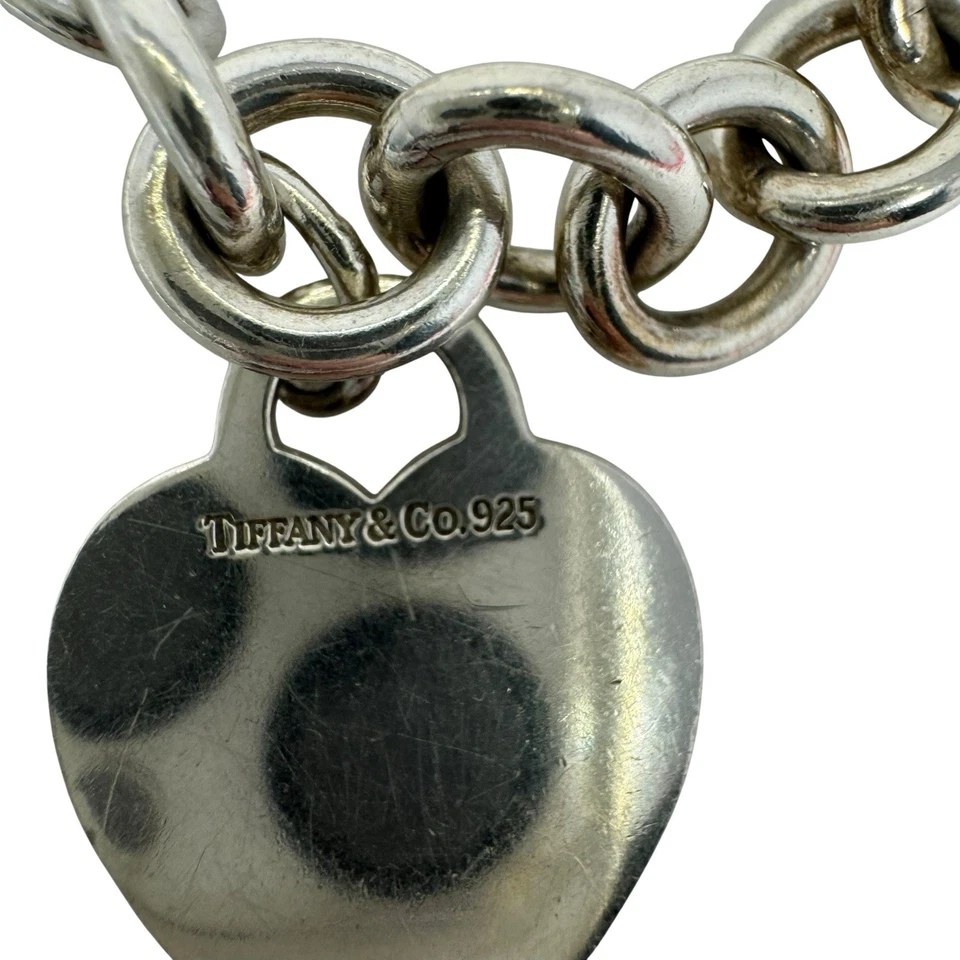 Винтажный браслет с брелоками из стерлингового серебра 925 пробы с сердечком Tiffany & Co. 8 дюймов - Изображение 2 из 4