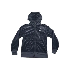 Nike Air Jordan Zip Up Velour Hoodie Youth Large Gray Blue 10-12 Years Kids 