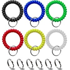 Wrist Keychain - Spring Spiral Stretch Coil Wristband Key Ring Middle, C