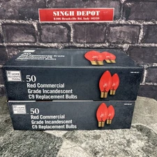 C9 RED Commercial Grade Incandescent Replacement Glass Bulbs String 50p (2pack)