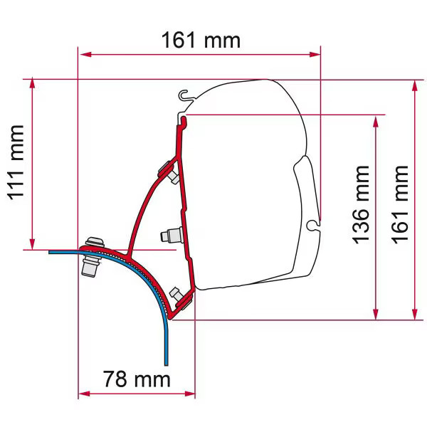 Fiamma F45 Adapter FüR VW T5/T6 Mit Aufstelldach, Schwarz-image