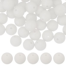 60 Pcs Silicone Beads, 9mm Bulk Beads for Keychain Making, White