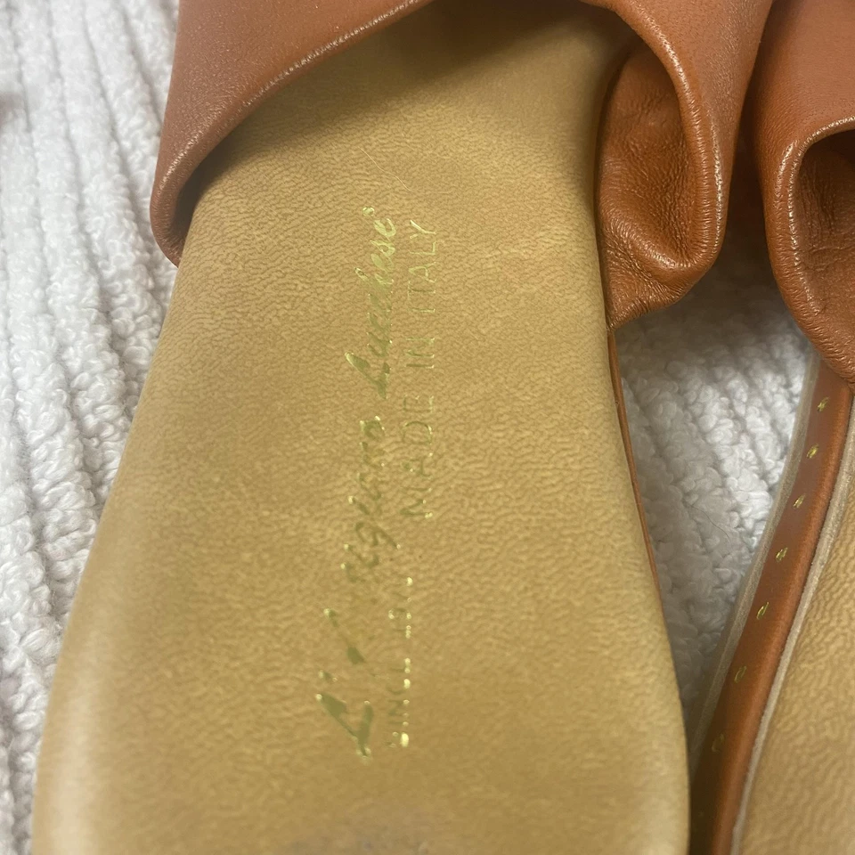 Zapatos L'Artigiano Lucchese para mujer talla 41 cuero marrón nudo sandalias deslizantes Foto 4 de 4
