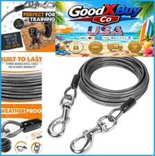 Dog Tie Out Cable 30 FT Braided Steel Chew Proof Reflective Vinyl Coated Rust