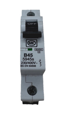 MK Sentry 5945s B45 1P Kurve B MCB Leitungsschutzschalter 45 Amp BS EN60898 Brandneu