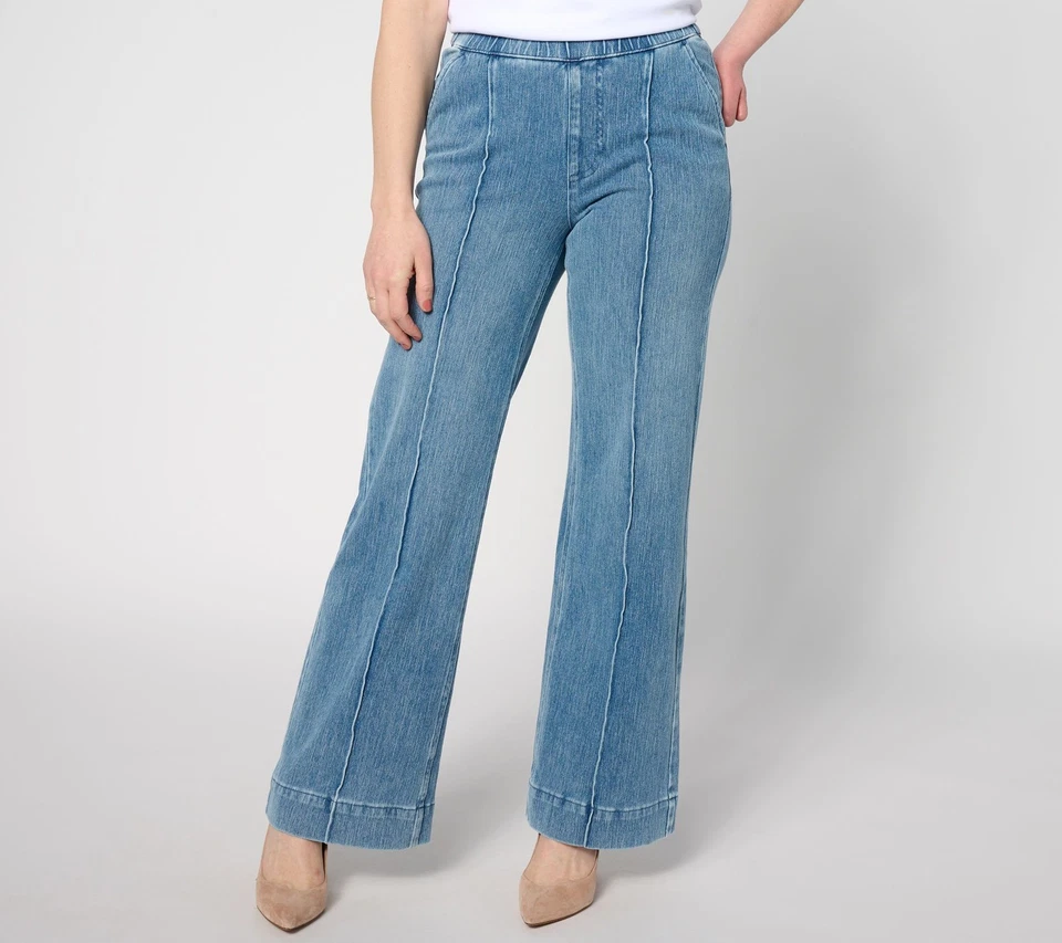 Isaac Mizrahi Live! Women's Petite Pants 14P Knit Denim Trouser Blue A631732 - Image 3 of 4