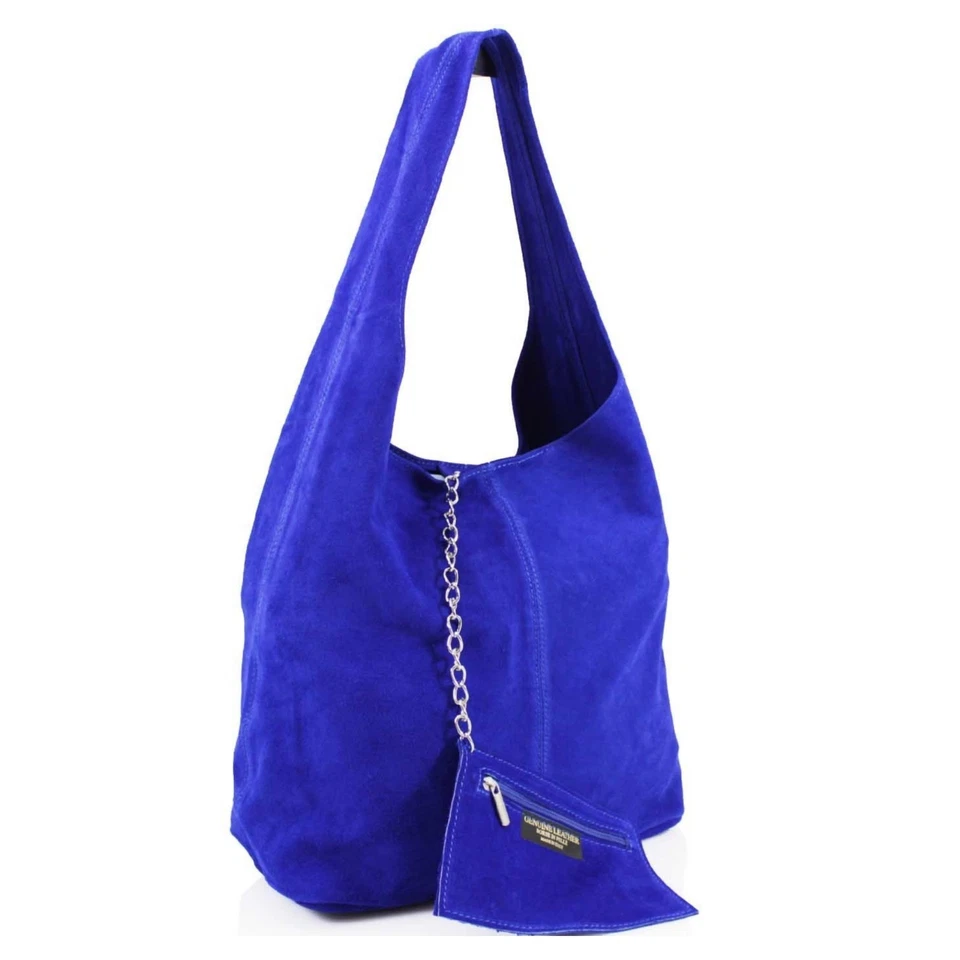 Italian Genuine Suede Leather Shoulder Bag Hobo Tote Purse Handbag Made in Italy - Image 3 of 4