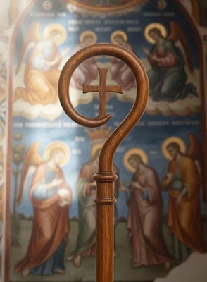 Wood CROZIER Polish Staff Crosier Bishop Quality Craftsmanship, 72''Christmas G1