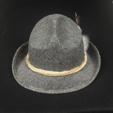 EHG Alpen Gray Wool Felt Fedora Bavarian German Hat Size 6 3/4 S for Octoberfest