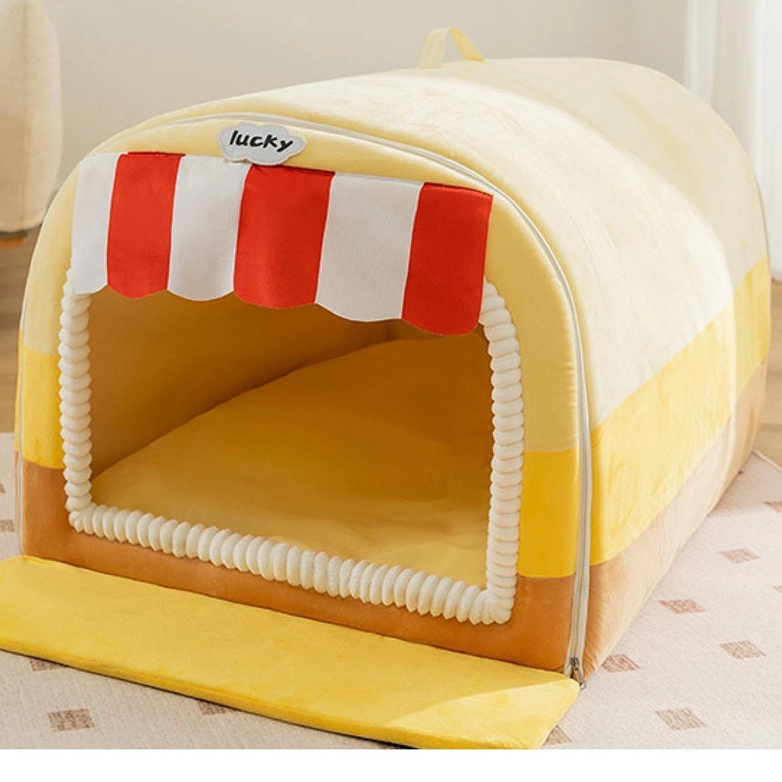 Winter Cat Dog Bed Pet Cave Bed Easy to Clean Soft and Comfortable Elastic Cat