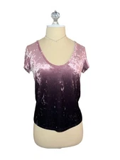 American Eagle Women Velvet Colorblock Short Sleeve Blouse Multicolor Size S