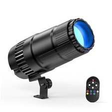 20W Pinspot Light with Remote,RGBWYP Cyan LED Beam Spot 1 Pack Black
