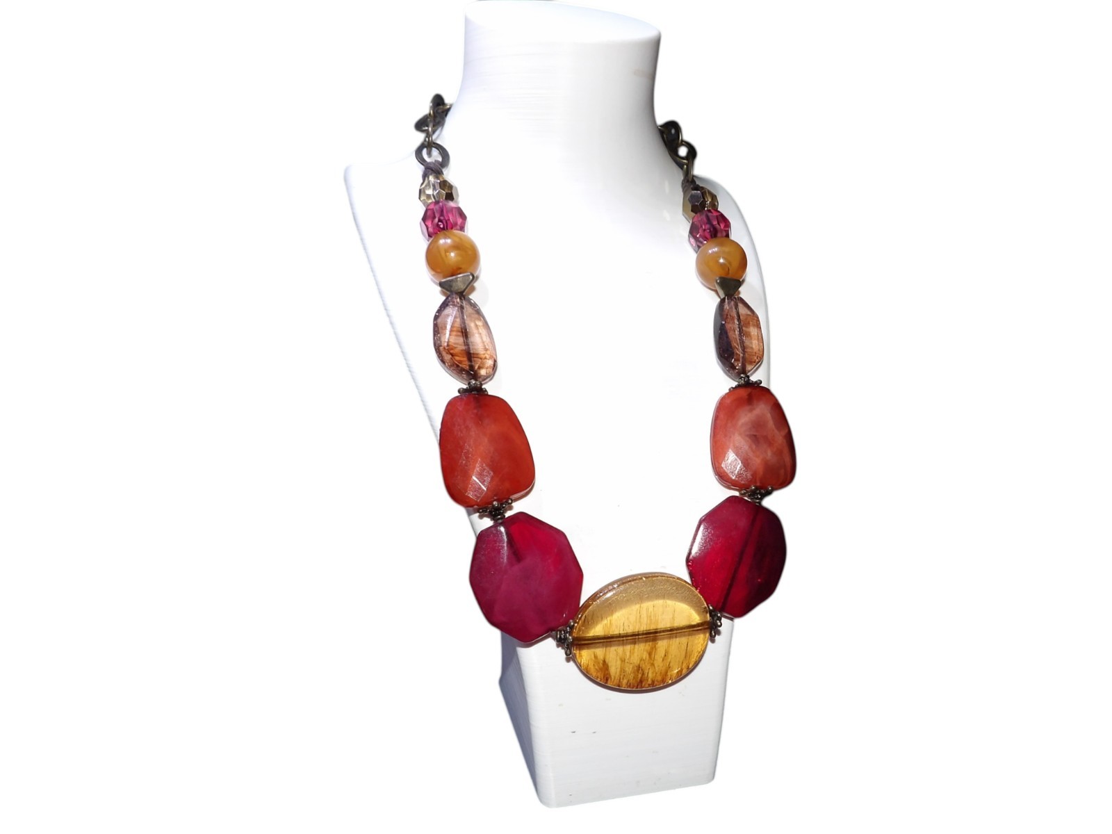 Ruby Rd Chunky Statement Necklace POPPIN Red Oran… - image 6