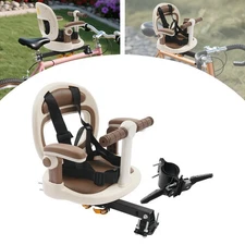 Child Bicycle Seat Front Mount 360 Swivel Kids Bike Seat Steel Frame Beige
