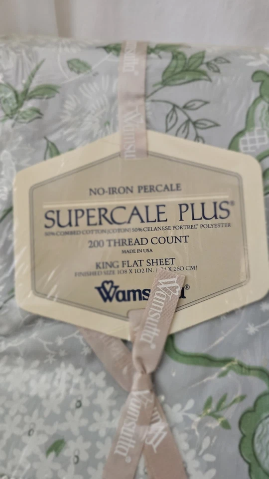 RARE Vintage Wamsutta Supercale Plus King Sheet Set Flat Fitted Cases ORPHEE NIP - Image 2 of 4