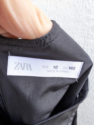 Zara Black Faux Leather Sleeveless Pinafore Dress Girl's Size 10 - Picture 4 of 4