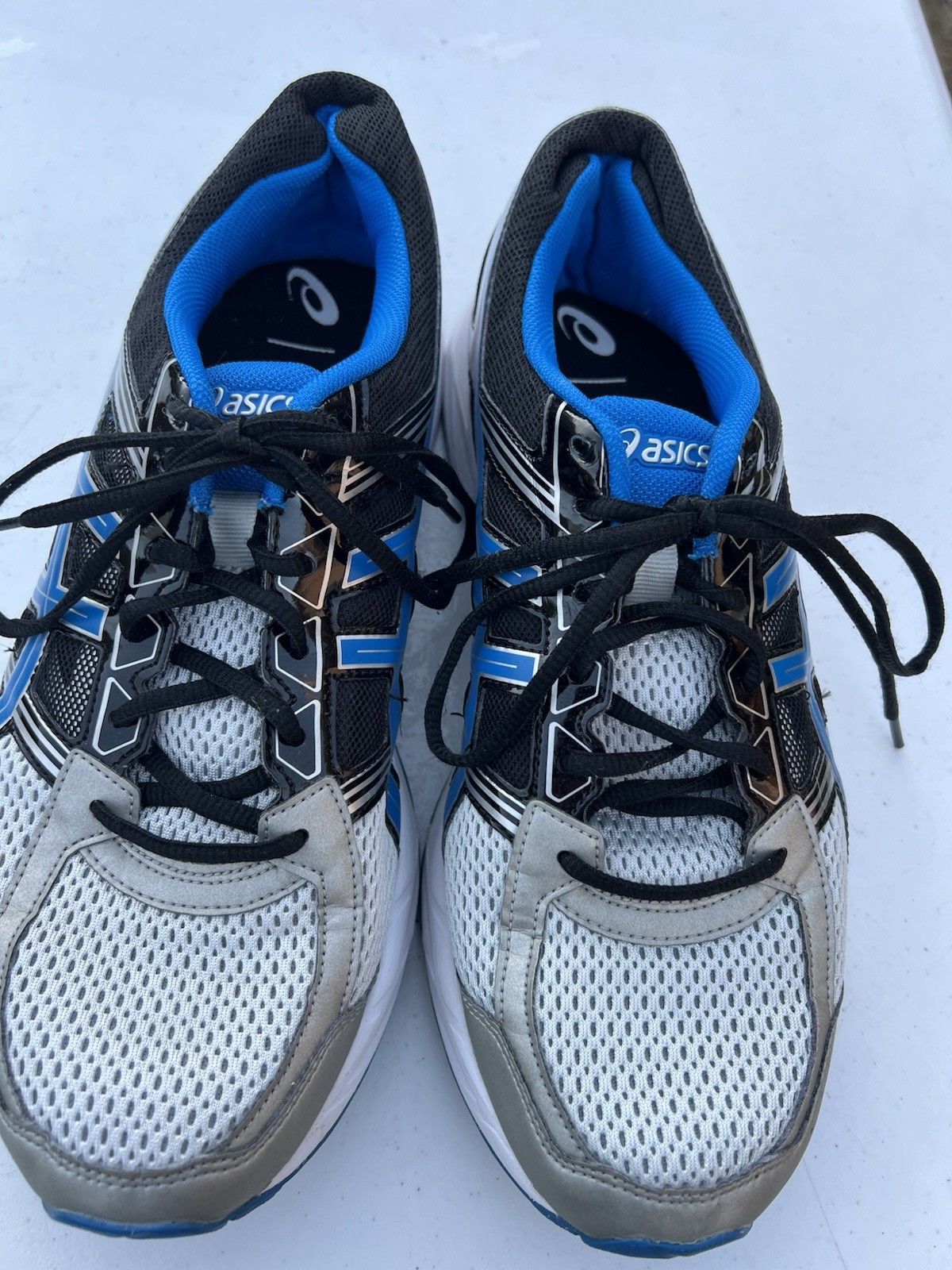 Men’s ASICS White Blue Black Running Shoes Size 10 4E Wide  thumbnail 3