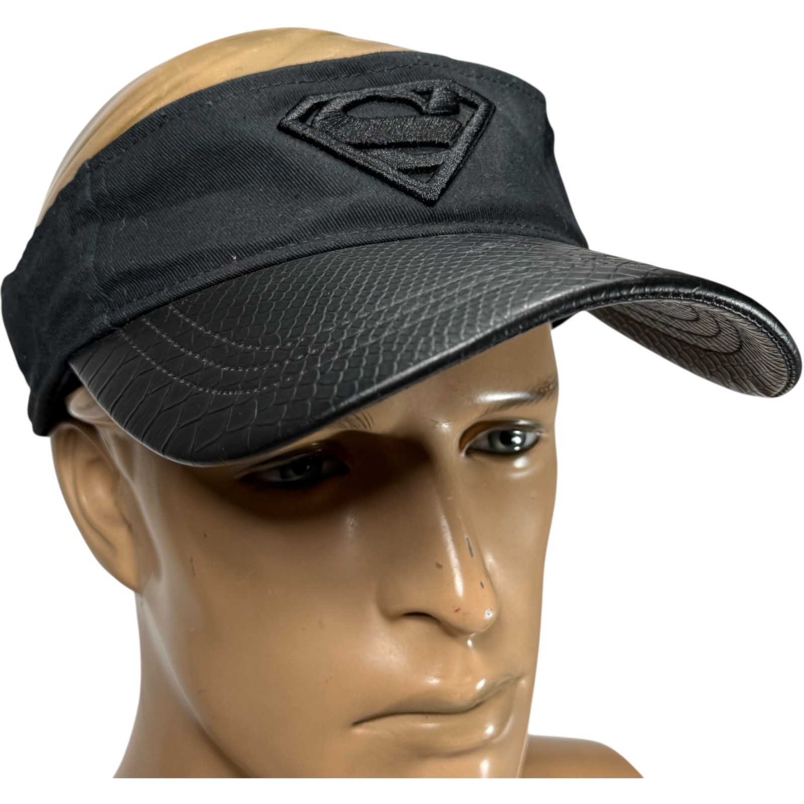 Superman Sixflags Hat Cap Visor Strap Back Black … - image 4