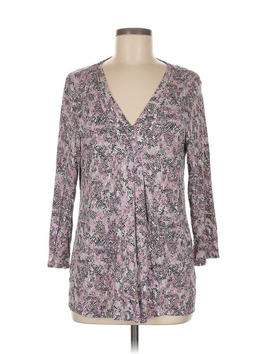 Haut Paysan Manches 3/4 Dana Buchman - Femme - Taille XXL - Couleur Vert/violet/rose - Rayon/élasthanne - Style Bohème
