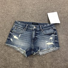 Aeropostale Shorts Womens 6/28 Blue Denim VLR Shorty 2.5 Cutoff Raw Hem Stretch