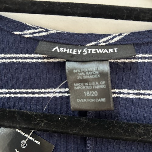 Maxi abito smanicato Ashley Stewart’s donna taglia 18/20 blu a righe costine - Foto 2 di 8