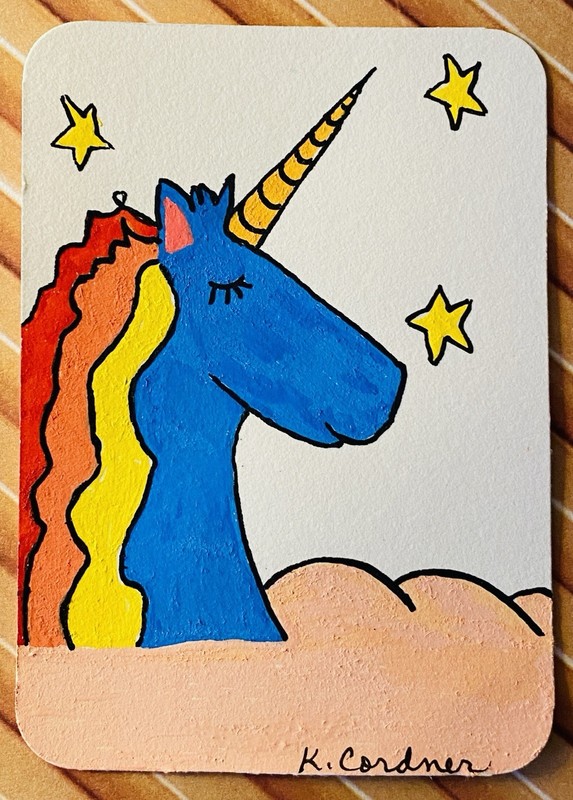 ACEO Original, Unicorn, Horse, Rainbow, Kimberly Cordner