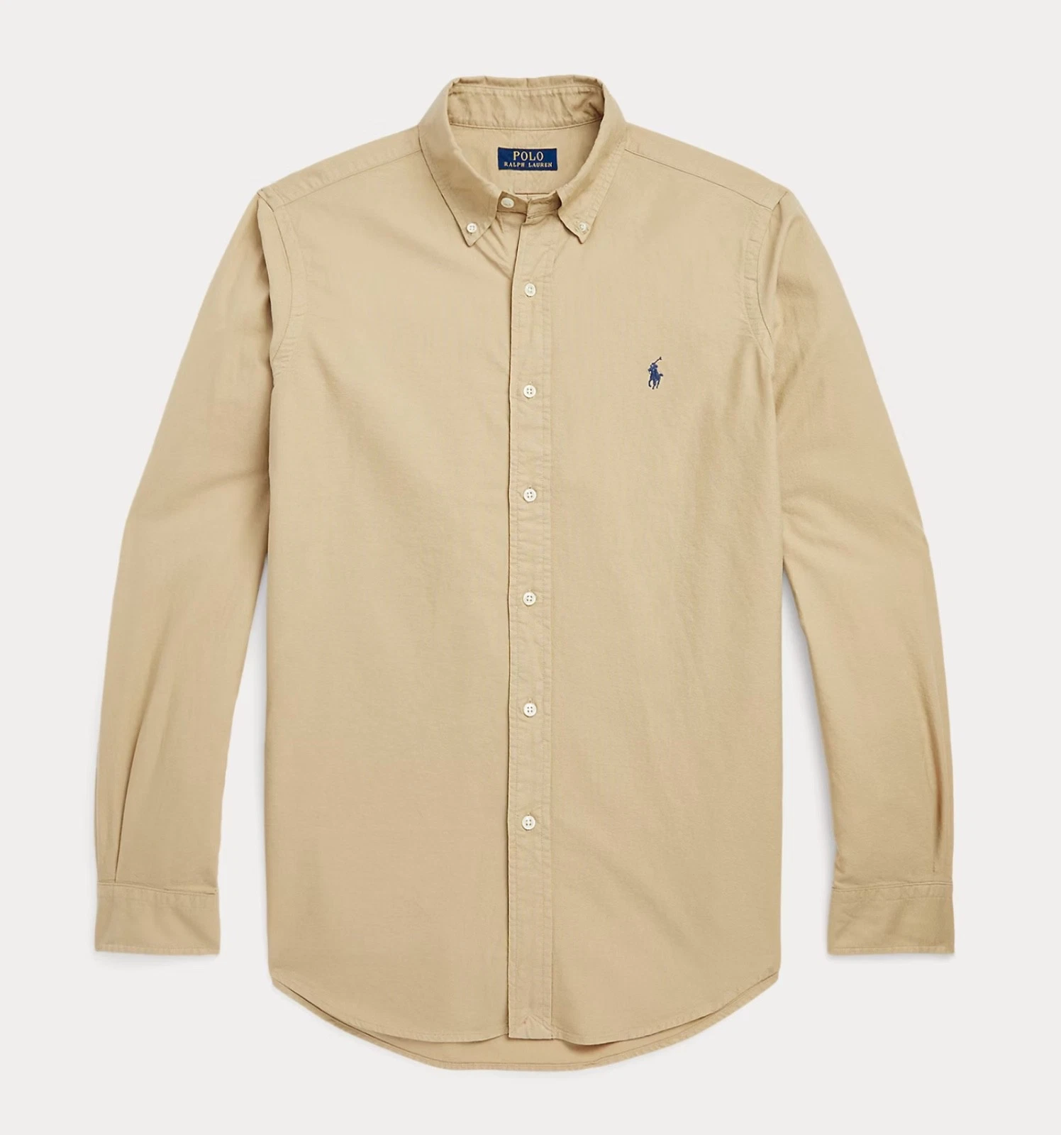NWT Polo Ralph Lauren TAN KHAKI Long Sleeve Garment Dyed Oxford Shirt