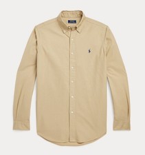 NWT Polo Ralph Lauren TAN KHAKI Long Sleeve Garment Dyed Oxford Shirt