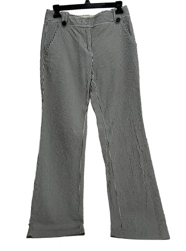 Tory Burch gestreifte Seersucker Schlaghose Hose Chino Maritim Gr. 4