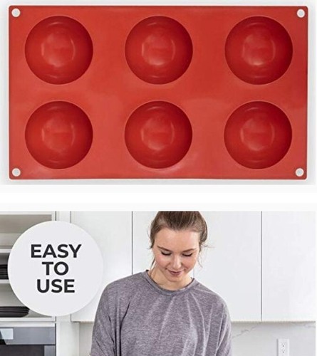 4-Pack 6 Large Cavity Chocolate Bombs Silicone Mold for Cake, Jelly, Dome Mousse
