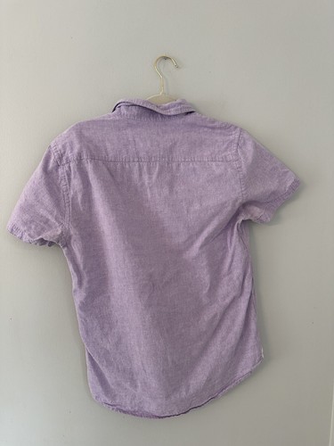 Report Collection Heritage SmallCasual Button Up Shirt Purple Linen Short Sleeve - Picture 4 of 6