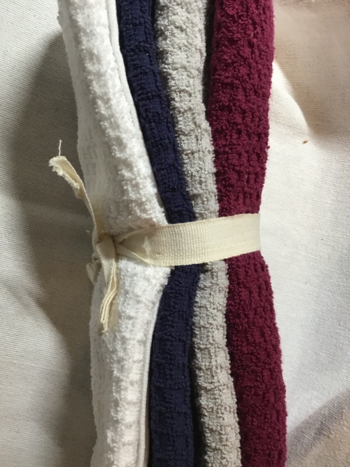 THYME & SAGE KITCHEN TOWELS (4) BURGUNDY GRAY NAVY BLU WAFFLE TURKISH