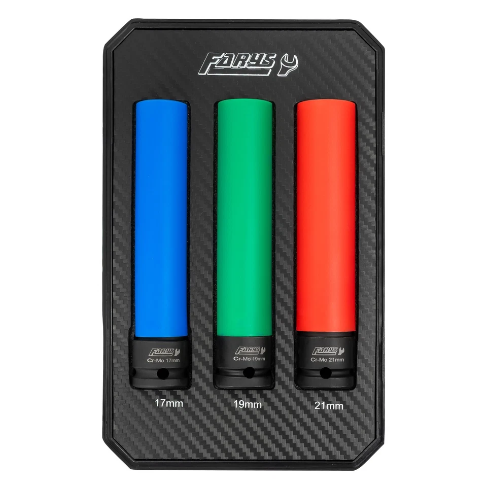 150mm LANG 3-tlg Alufelgen Steckschlüssel 1/2 Kraft Nuss Schonnuss  17/ 19/21mm - Bild 4 von 4