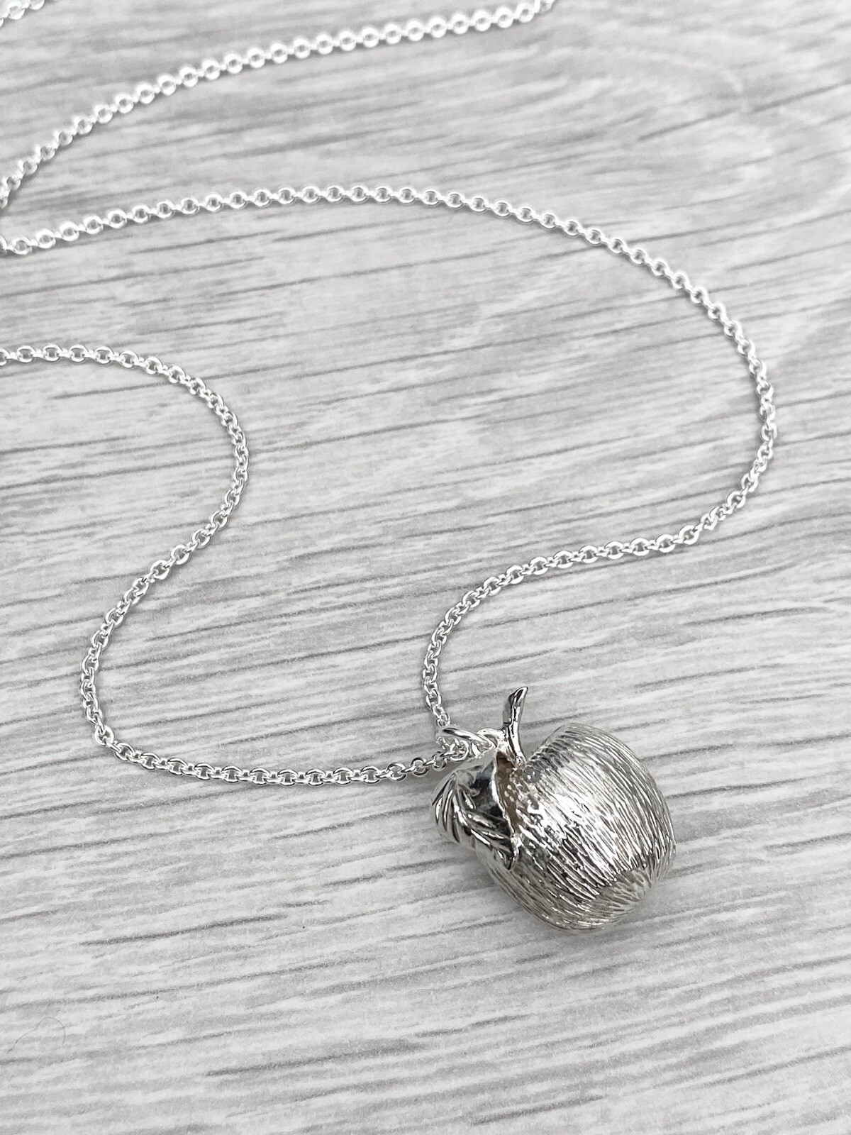 Vintage 1970s large solid silver apple pendant on… - image 5