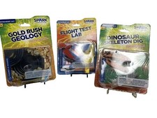 Spark Science DINOSAUR SKELETON DIG, FLIGHT TEST LAB GOLD RUSH GEOLOGY 3PK