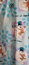 FROSTY the Snowman Winter Snow Women's Scrub Top size Large Blue Snowflakes