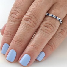 Bague d'éternité mariage diamant saphir bleu 1 ctw or blanc 14 carats (G/H,I