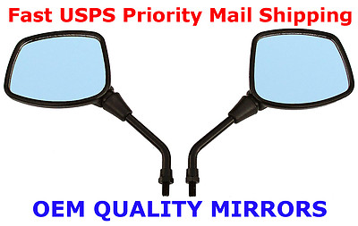 Pair of Black Square Head Motorcycle Mirrors -Honda Shadow Magna Ace Aero VT VTX