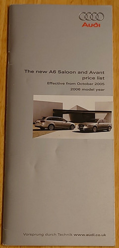 2005 Audi A6 Saloon & Avant Price List Brochure inc. 4.2 quattro
