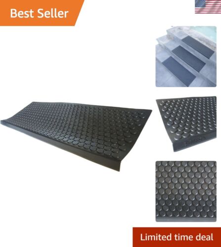 Coin-Grip Non-Slip Rubber Tread Stair Mats 6 Count Pack of 1, Black, 9.75" x ...