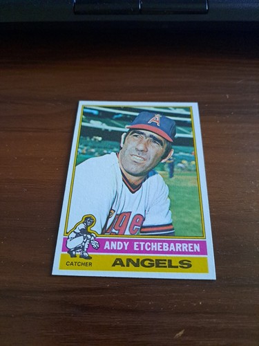 1976 TOPPS BASEBALL CARD # 129 ANDY ETCHEBARREN ANGELS CATCHER