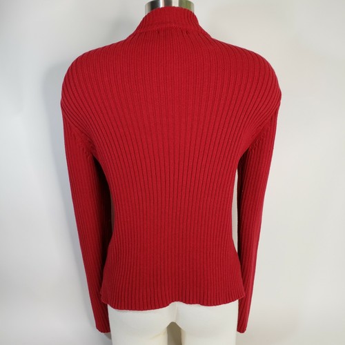 Women's Chaps Double Breasted Cotton Sweater Cardigan Ribbed Knit Gold Buttons M - Picture 3 of 9