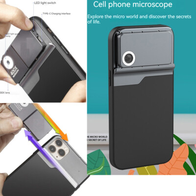 400X HD Microscope Macro Camera Lens Phone Case Cover For iPhone 14 15 Pro Max