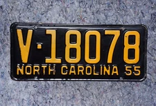 1955 NORTH CAROLINA License Plate