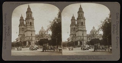 Photo:Street and cathedral, Morelia, Mexico 1906