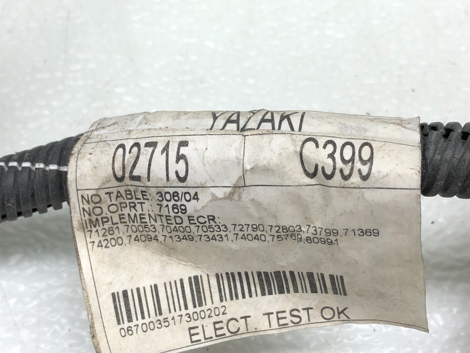 2017-2020 MASERATI LEVANTE S 3.0L V6 ENGINE BAY WIRING HARNESS OEM.